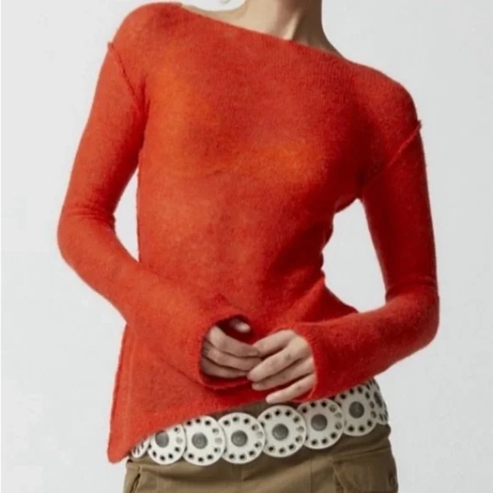 Urban Outfitters Orange Knit Asymmetrical Sweater